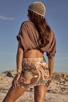 Villa Tropic Oversized Biker Tee Coffee