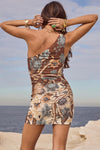 Volcano Goddess One Shoulder Mini Dress Coconut