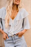 Bluebird Ruﬄe Blouse Vintage Blue