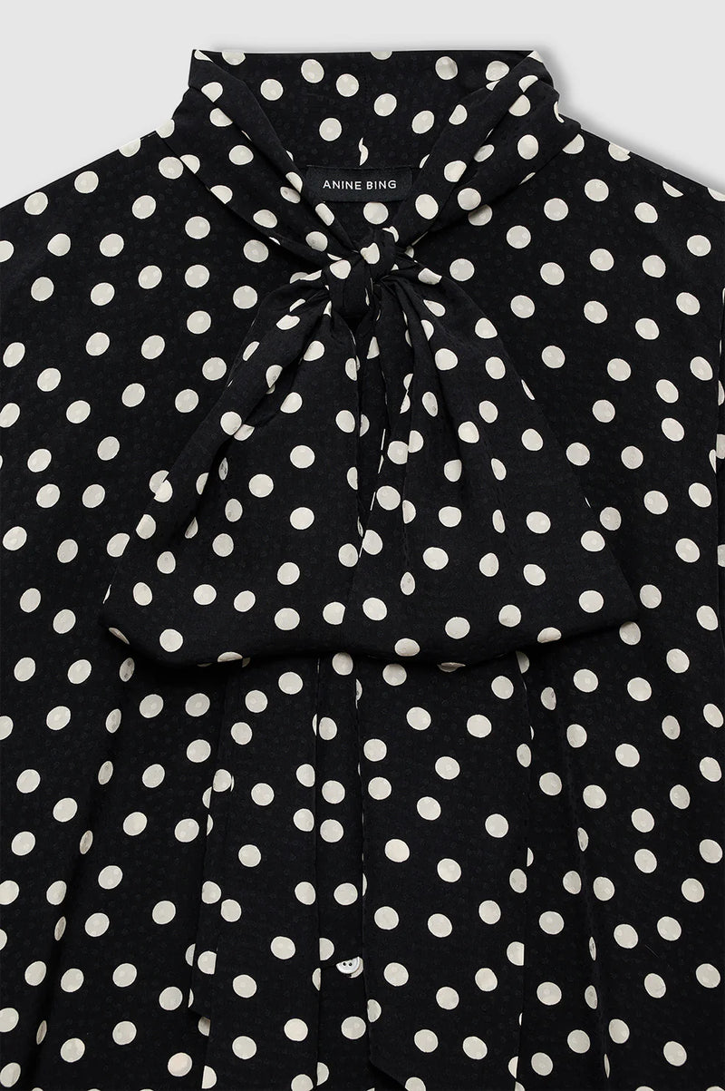 Ruby Shirt Black and White Double Dot Jacquard