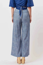 Panama Linen Viscose Wide Pant in Del Mar Stripe