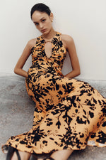 Solare Cut Out Front Maxi Dress Tangerine/Black