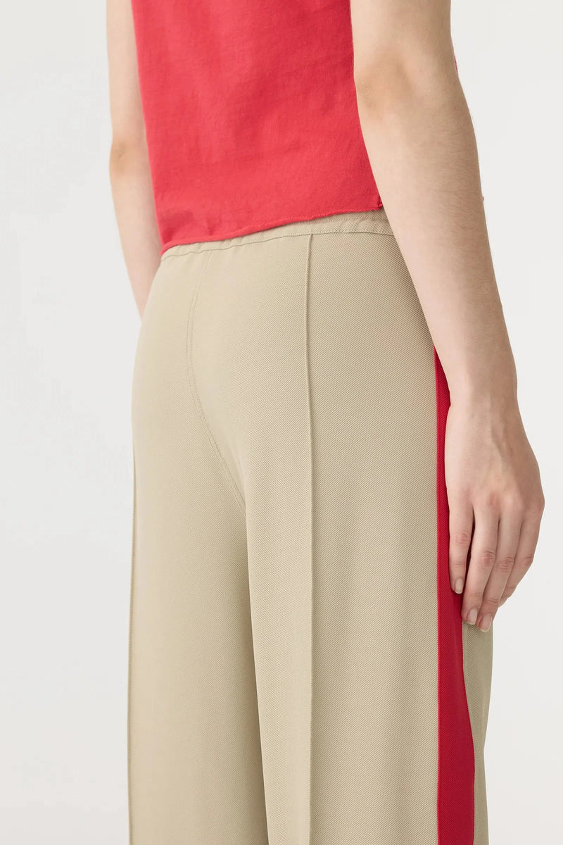 Twill Stripe Detail Pant Light Tan / Red