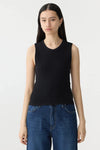 Back Cut Out Mini Rib Tank Black