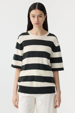 Stripe Merino Cashmere Knit Natural/Kelp