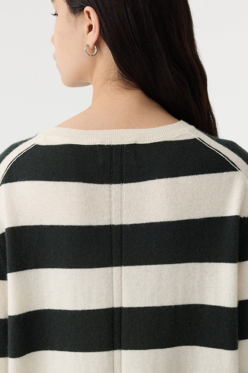 Stripe Merino Cashmere Knit Natural/Kelp