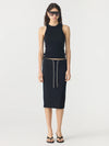 Rib Panel Pique Skirt Black / Pale Blue