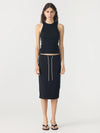 Rib Panel Pique Skirt Black / Pale Blue
