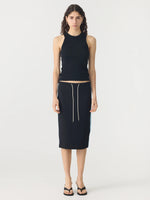 Rib Panel Pique Skirt Black / Pale Blue