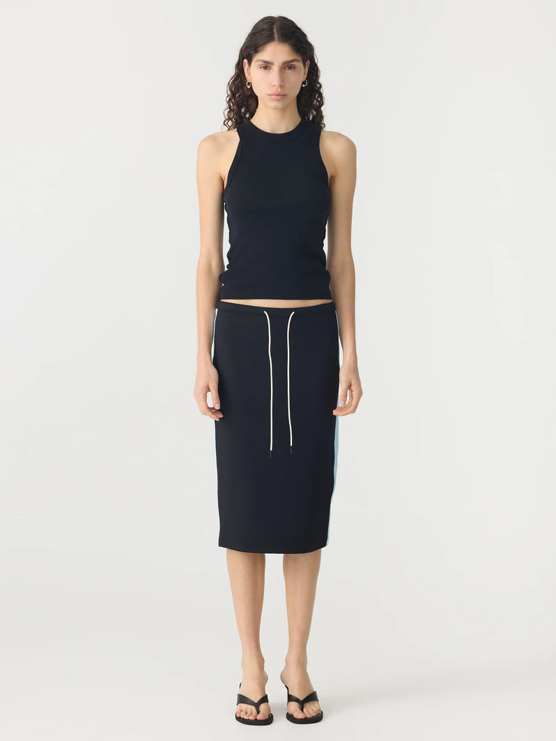 Rib Panel Pique Skirt Black / Pale Blue
