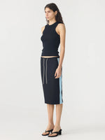 Rib Panel Pique Skirt Black / Pale Blue