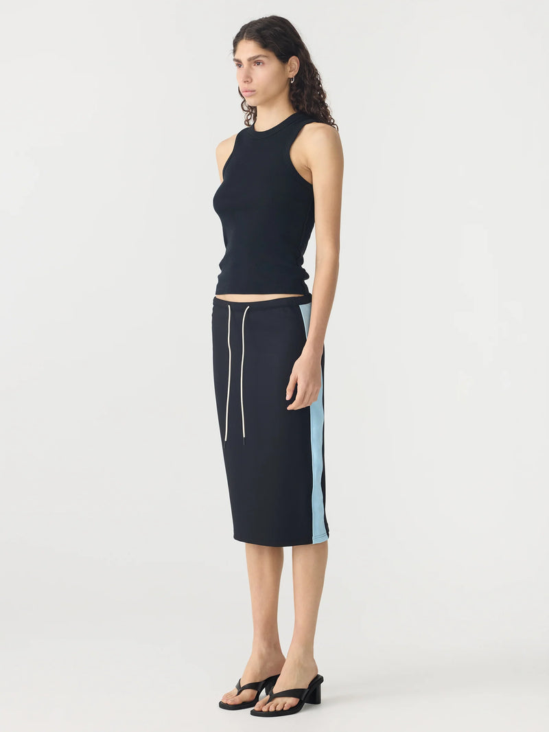 Rib Panel Pique Skirt Black / Pale Blue