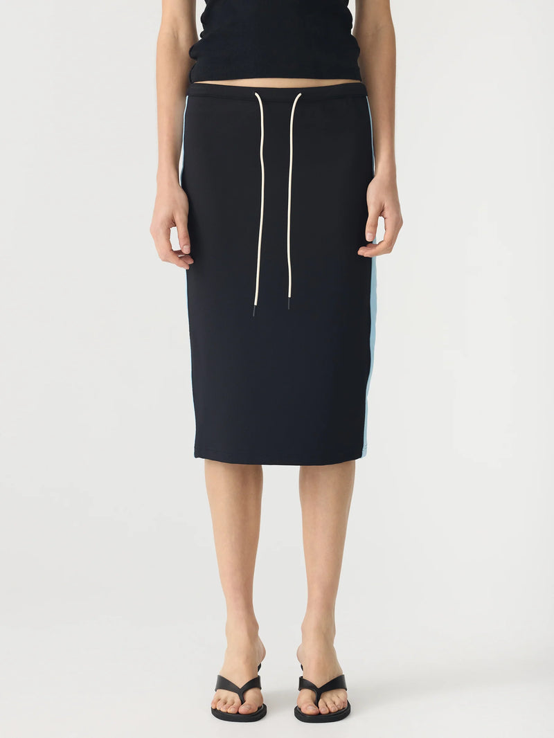 Rib Panel Pique Skirt Black / Pale Blue