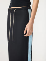 Rib Panel Pique Skirt Black / Pale Blue