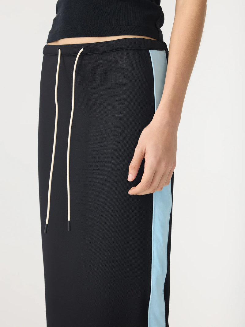 Rib Panel Pique Skirt Black / Pale Blue
