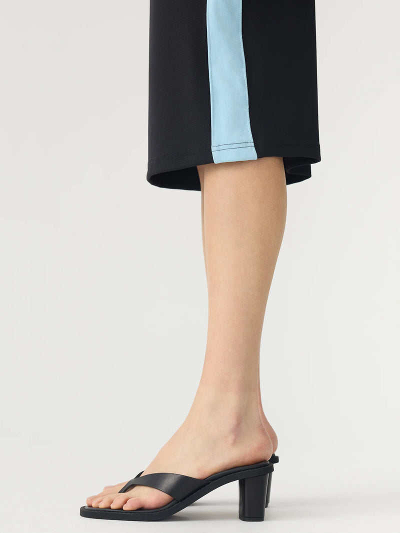 Rib Panel Pique Skirt Black / Pale Blue