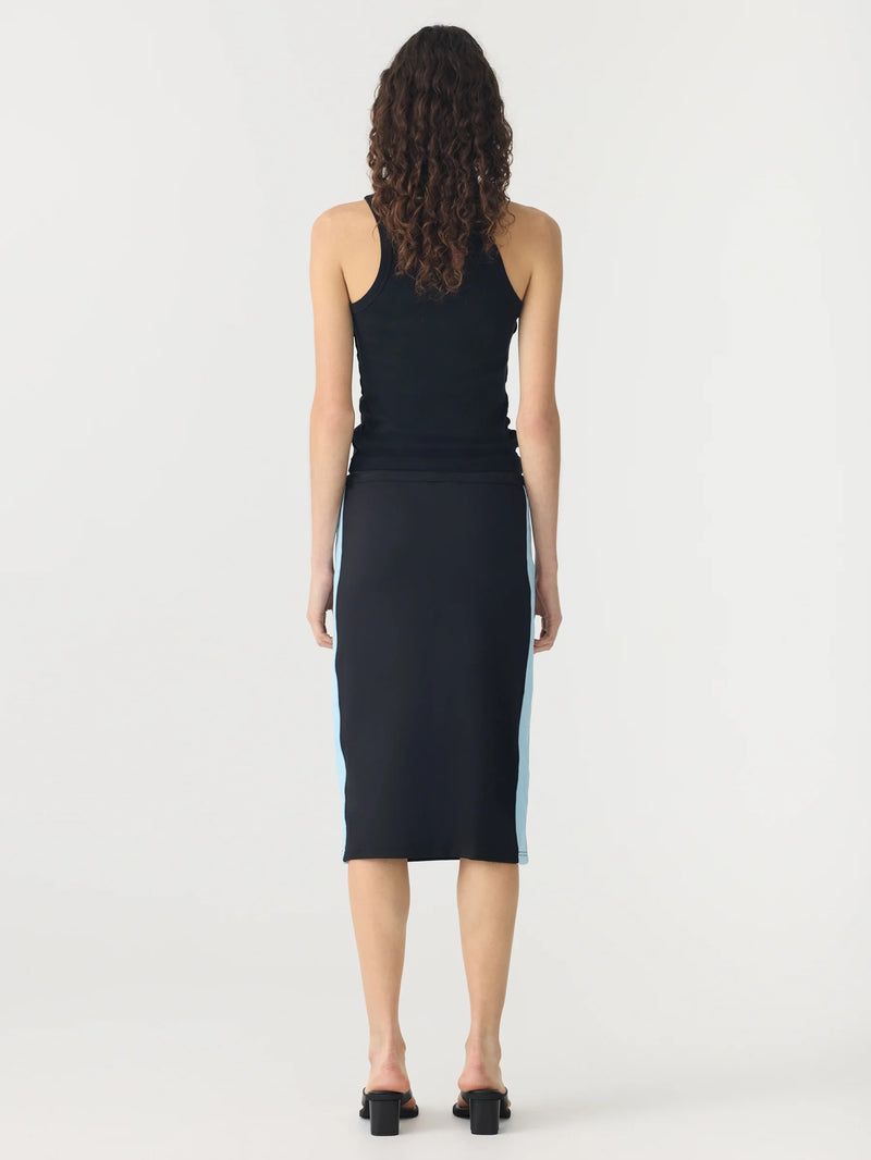 Rib Panel Pique Skirt Black / Pale Blue