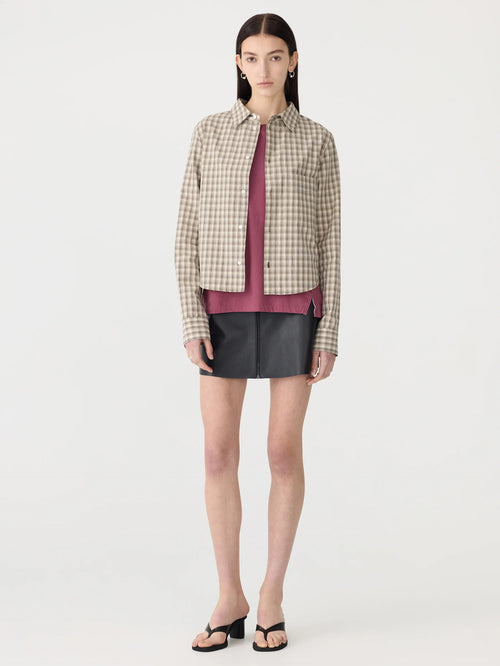 Cotton Check Western Shirt Taupe/Natural Check