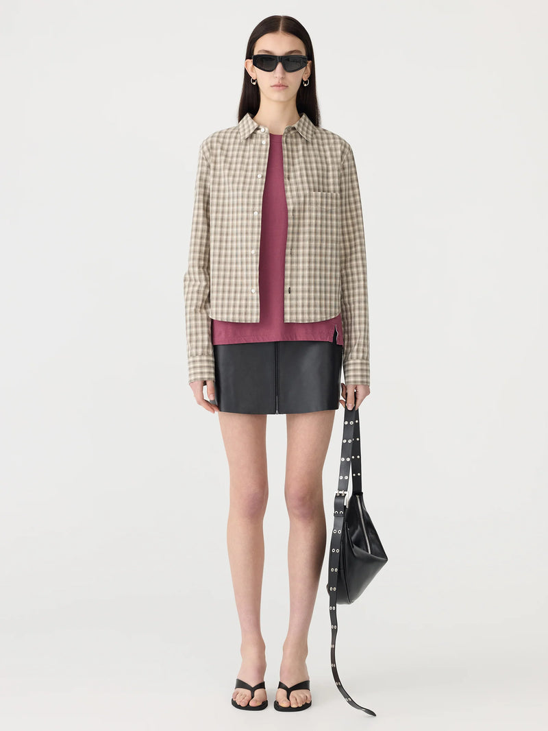 Cotton Check Western Shirt Taupe/Natural Check