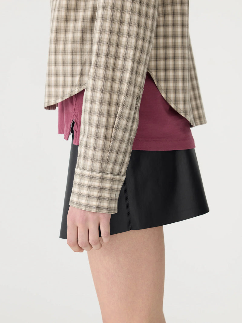 Cotton Check Western Shirt Taupe/Natural Check