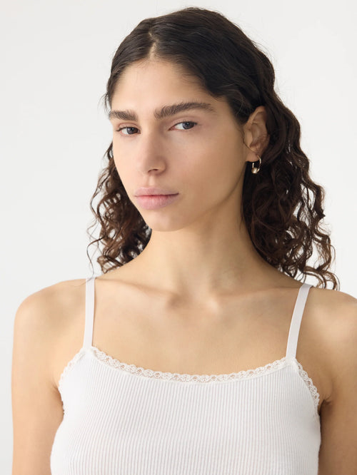 Lace Strap Soft Rib Tank White
