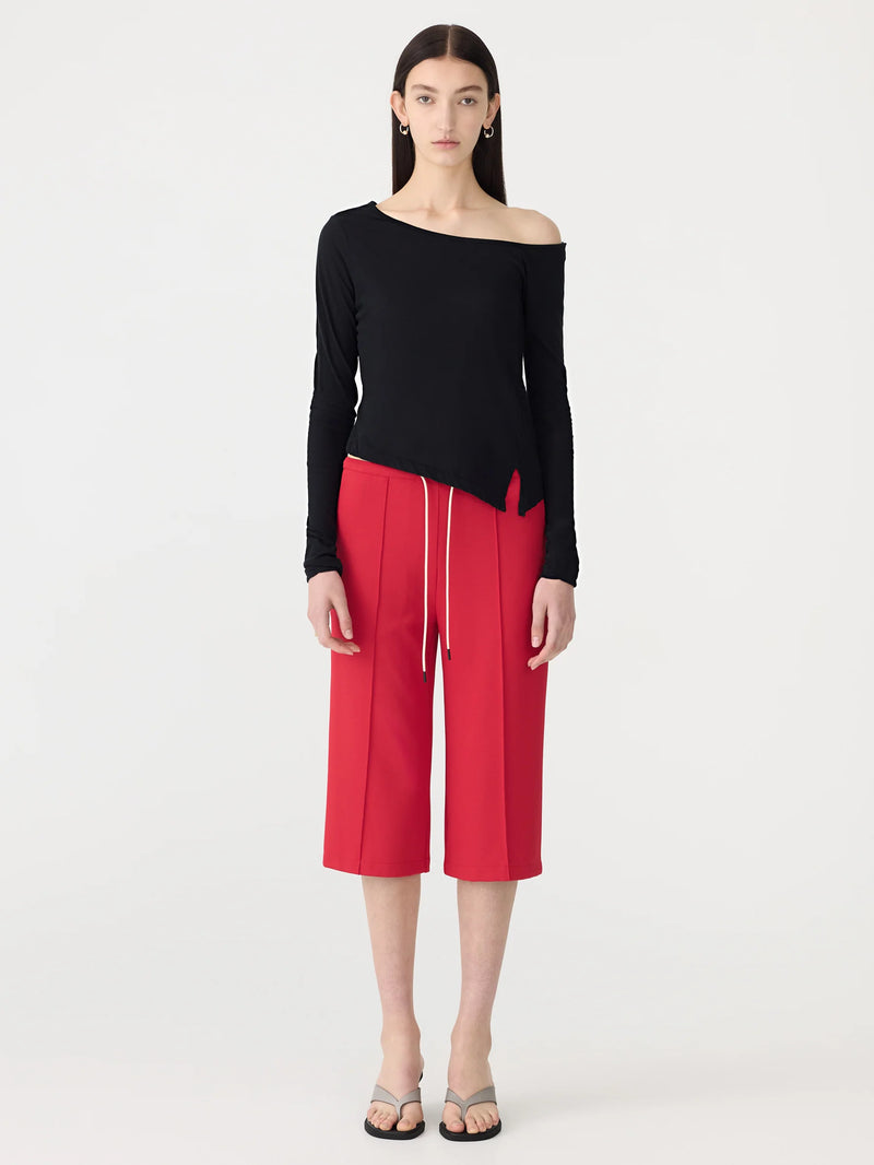 Off Shoulder Jersey Long Sleeve Top Black