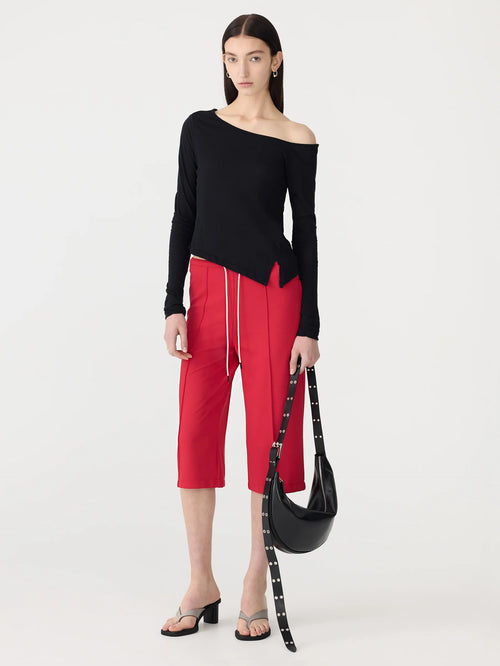 Off Shoulder Jersey Long Sleeve Top Black