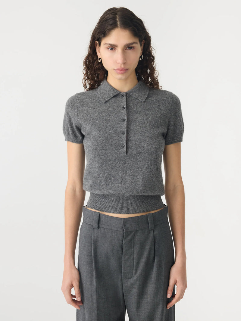 Wool Cashmere Slim Fit Polo Dark Charcoal