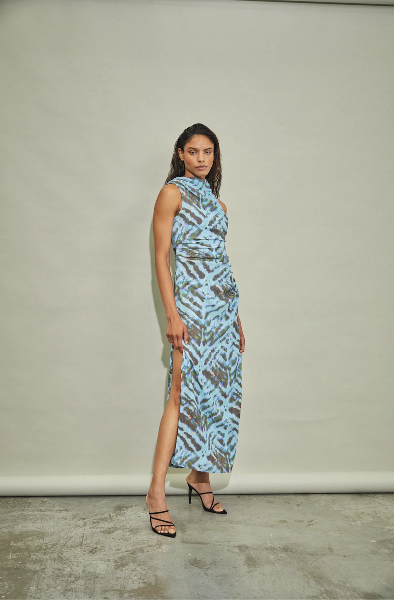 Electric Tucked Maxi Tank Dress Tie Dye