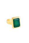 Green Agate Deco Cocktail Ring Gold