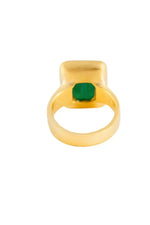 Green Agate Deco Cocktail Ring Gold