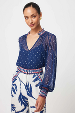 Phoenix Viscose Chiffon Blouse - Lapis Spot