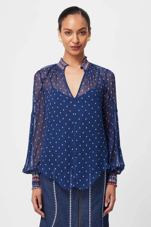 Phoenix Viscose Chiffon Blouse - Lapis Spot