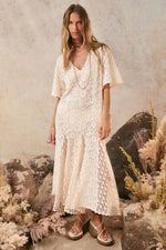 Lux Lisbon Lace Handkerchief Dress Vintage Cream