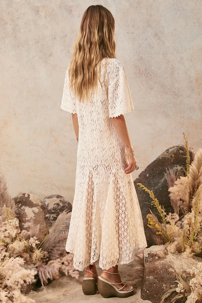 Lux Lisbon Lace Handkerchief Dress Vintage Cream