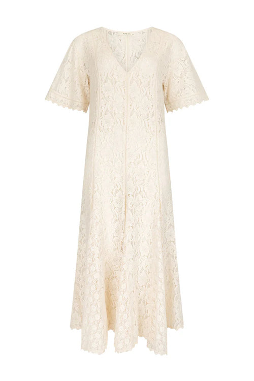 Lux Lisbon Lace Handkerchief Dress Vintage Cream