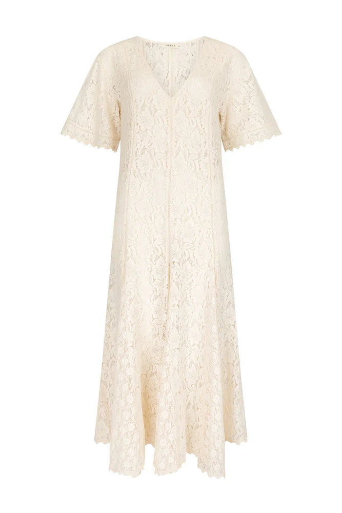 Lux Lisbon Lace Handkerchief Dress Vintage Cream