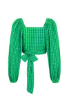 Pixie Gingham Wrap Top Grass