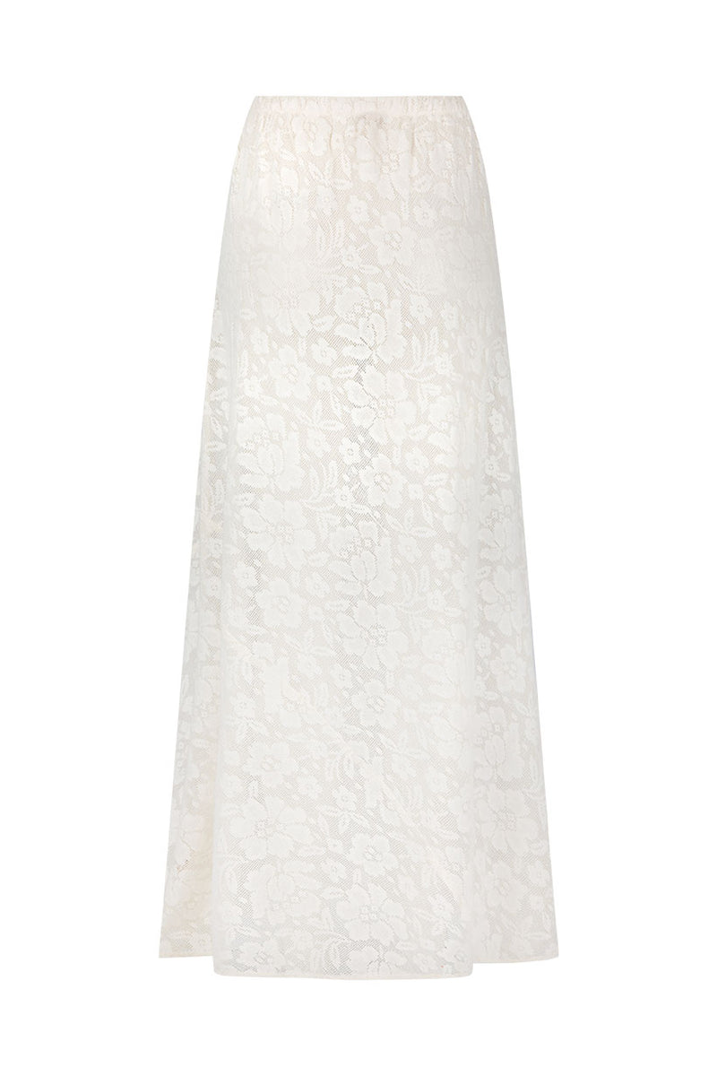 Free Love Lace Bias Skirt Vintage Cream