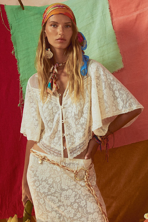 Free Love Lace Crop Vintage Cream