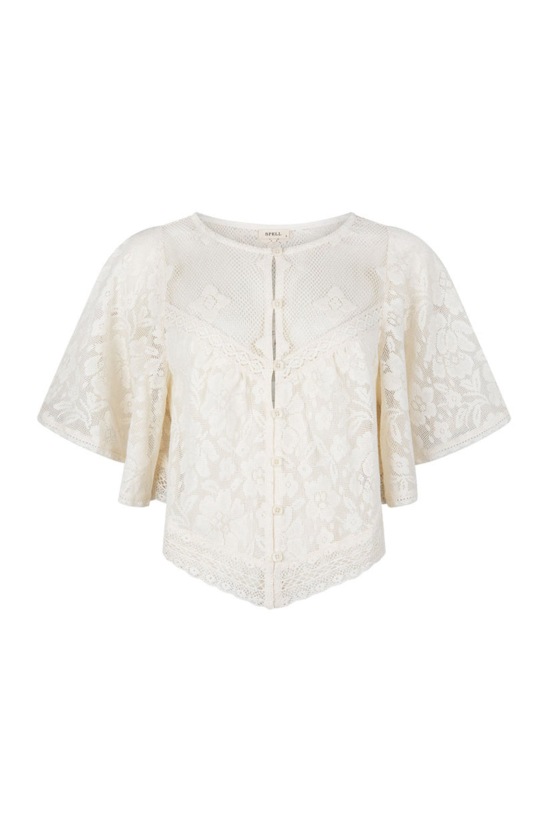 Free Love Lace Crop Vintage Cream