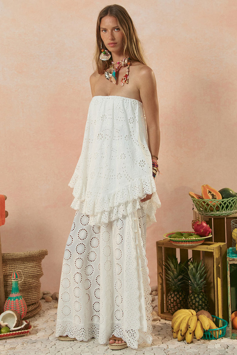 Yaya Lace Scarf Mini Dress Antique White