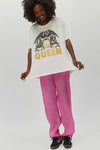 Queen Glitter Crest Merch Tee Vintage White