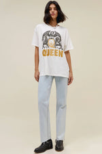 Queen Glitter Crest Merch Tee Vintage White