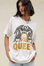 Queen Glitter Crest Merch Tee Vintage White