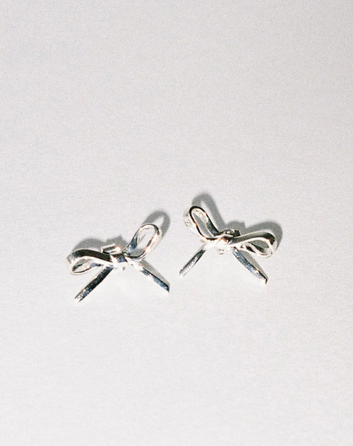 Bow Stud Earrings Medium Sterling Silver