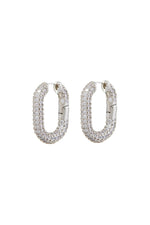 XL Pave Chain Link Hoops Silver