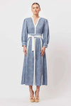 Coba Linen Viscose Midi Dress in Del Mar Stripe