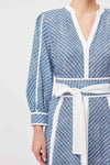 Coba Linen Viscose Midi Dress in Del Mar Stripe