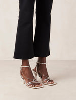 Straps Chain Shimmer Silver Leather Sandals